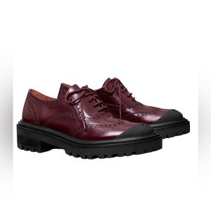 TORY BURCH Women Burgundy and Black Oxford Shoes